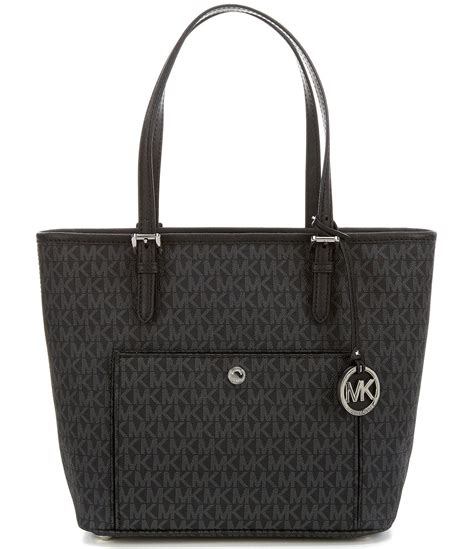 michael kors jet set large snap pocket black tote